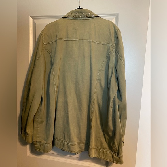 Women's Olive Green Studded Jacket - Picture 6 of 6